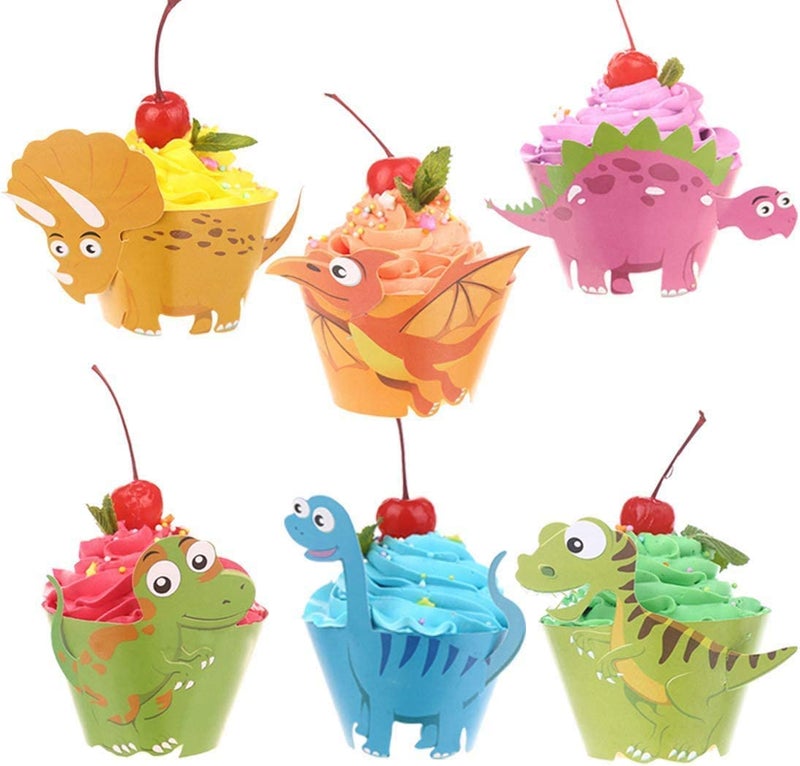 CCINEE Dinosaur Birthday Party Cupcake Wrappers 48 pcs Kids Birthday Party Supplies by CCINEE - Image 1